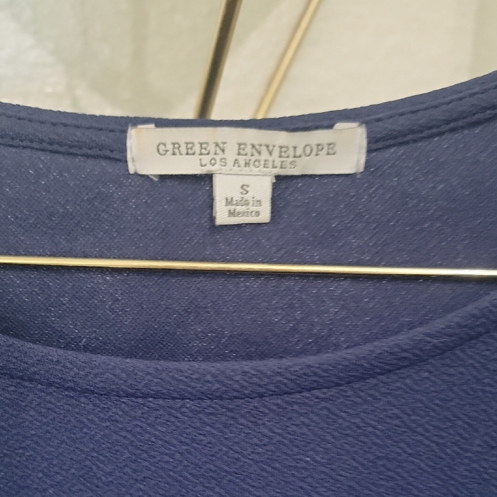 Green Envelope Navy Ruffle-Sleeve Blouse - Picture 2 of 3